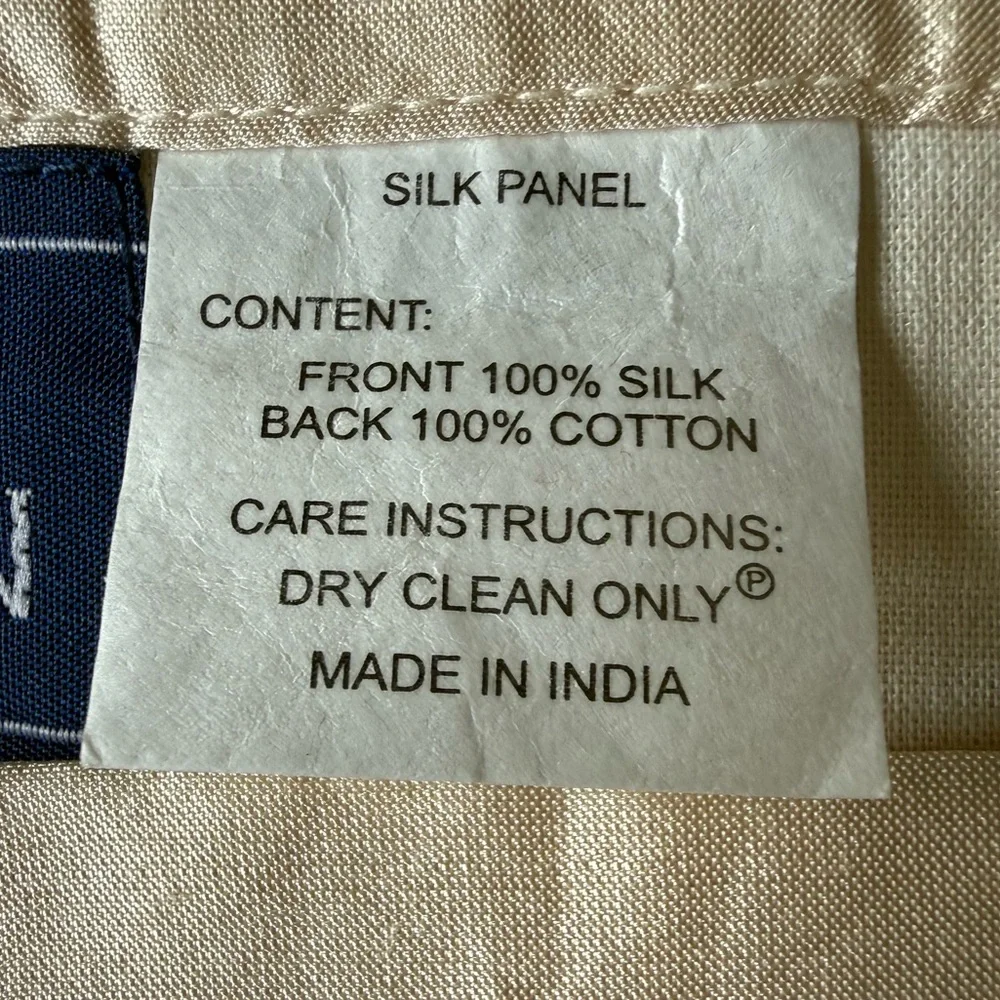ETHAN ALLEN 100% SILK Two Lined Ivory Curtain Panels Drapes 50in x 95in